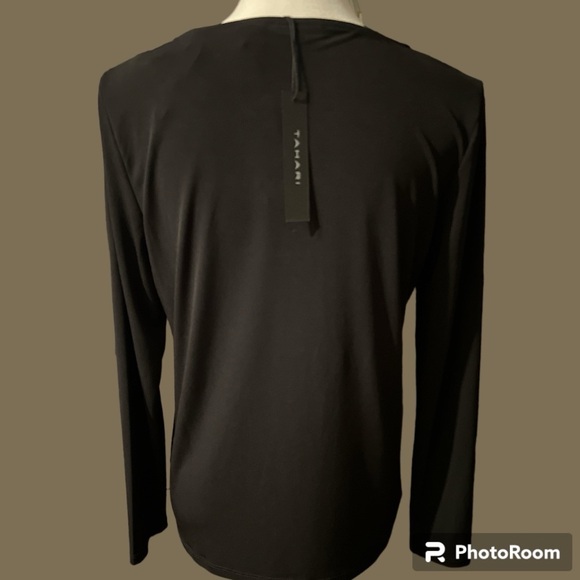 TAHARI- Black Blouse with Gold embellishment, NEW - Picture 2 of 2
